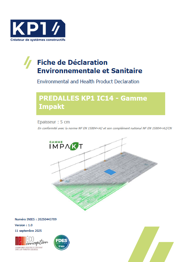 FDES Prédalle précontrainte IC14 - Gamme IMPAKT bas carbone KP1
